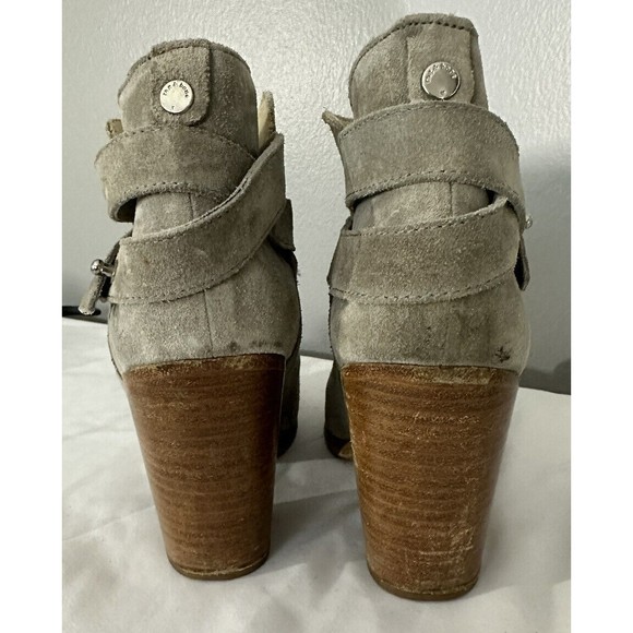 Rag & Bone Womens Sz 38 (US Sz 7.5) Gray Leather Heeled Ankle Boots Suede Bootie - Picture 3 of 9